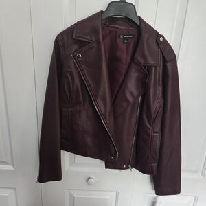 Women's Burgundy Faux Leather Jacket